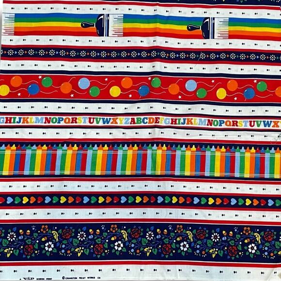 VIP Fabric Cranston Rainbow Quilt Border Print Stripe Heart Cotton ~43"L x 44"W - Picture 4 of 7